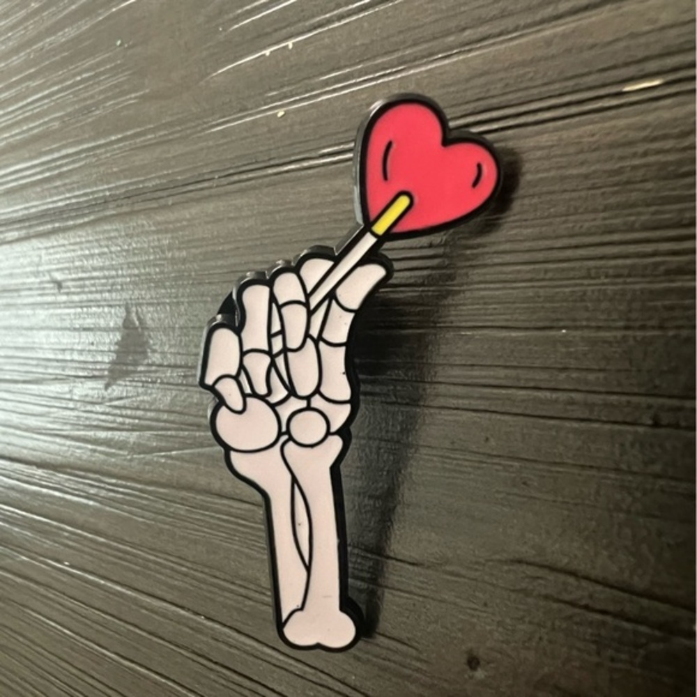 Skeleton Hand Heart Pin